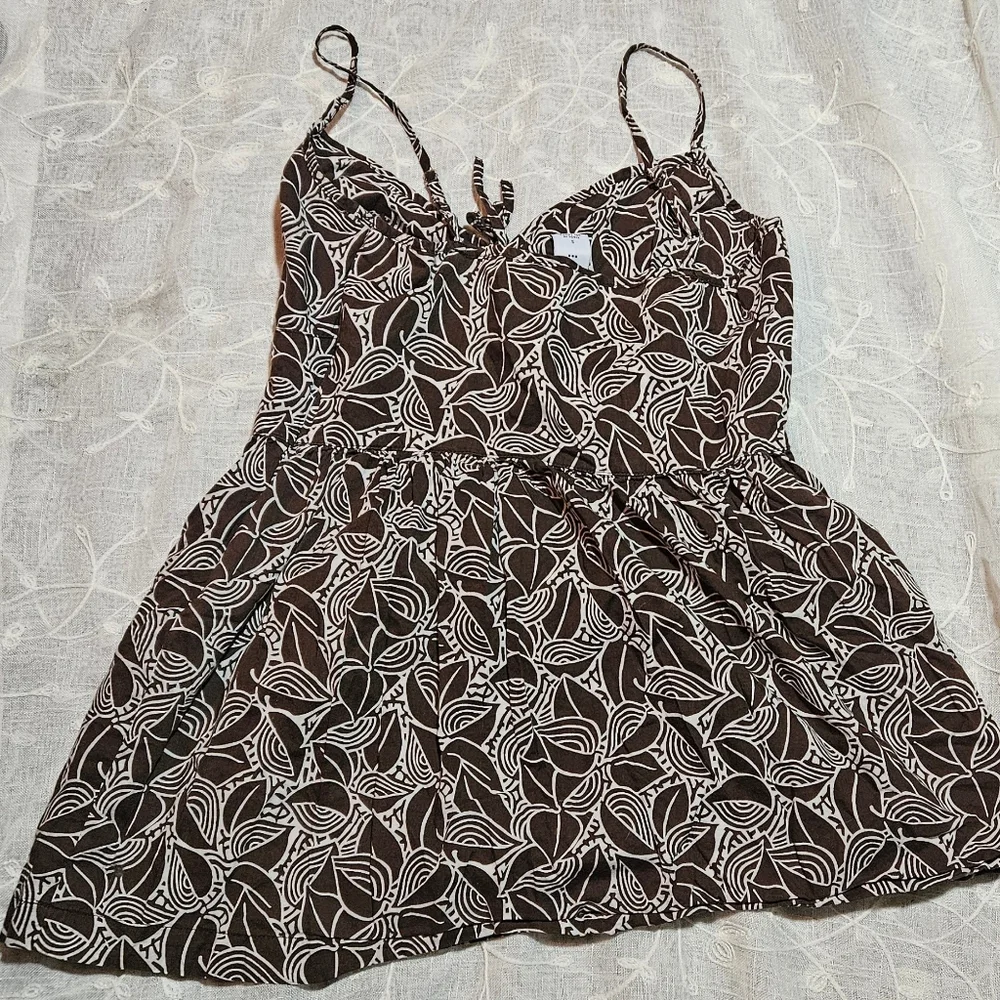 Y2K GAP Neutral Design Baby Doll Top Brown and White